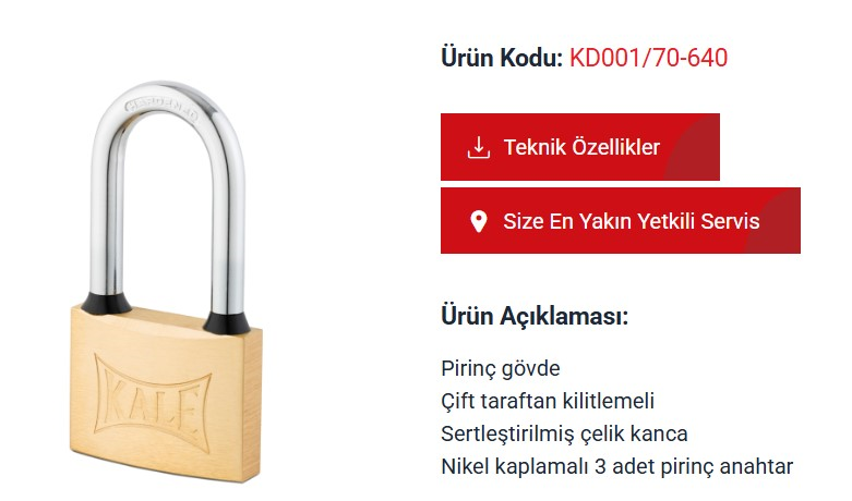 ASMA KILIT 40 MM SARI METAL UZUN MIL KALE KILIT